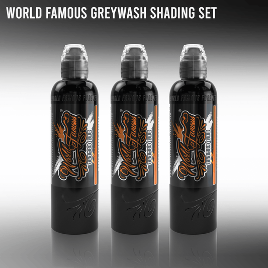 World Famous 3 Bottle Grey Wash Set - Tattoo Ink - Mithra Tattoo Supplies Canada